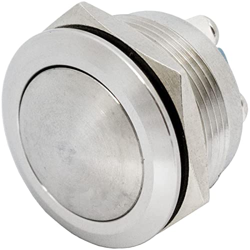 Lumonic Edelstahl Drucktaster gewölbt 22mm Durchmesser Button I Maße: Schraubanschluss 250V 3A I Vandalismussicher nach dem IP65 Standard von Lumonic