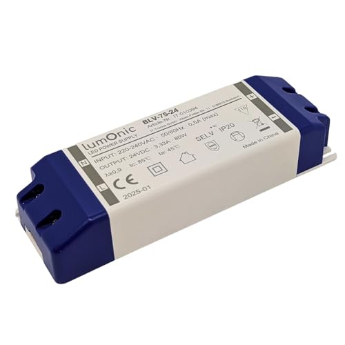 Lumonic I LED Trafo BLV-75-24 I 24V 80W I Input 220-230VAC I flimmerfrei & effizient I Überlastschutz I LED-Netzteil I für LED-Beleuchtung & LED-Strei Lumonic I LED Trafo BLV-75-24 I 24V 80W I Input 220-230VAC I flimmerfrei & effizient I Überlastschutz I LED-Netzteil I für LED-Beleuchtung & LED-Strei von Lumonic