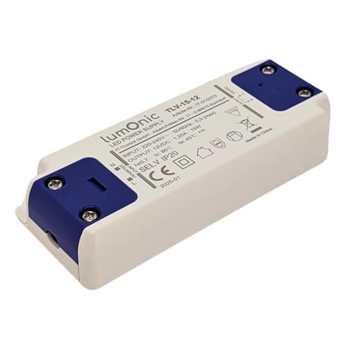 Lumonic I LED Trafo TLV-15-12 I 12V 15W I Input 220-240VAC I flimmerfrei & ultradünn I Überlastschutz I LED-Netzteil I für LED-Beleuchtung & LED-Strei Lumonic I LED Trafo TLV-15-12 I 12V 15W I Input 220-240VAC I flimmerfrei & ultradünn I Überlastschutz I LED-Netzteil I für LED-Beleuchtung & LED-Strei von Lumonic