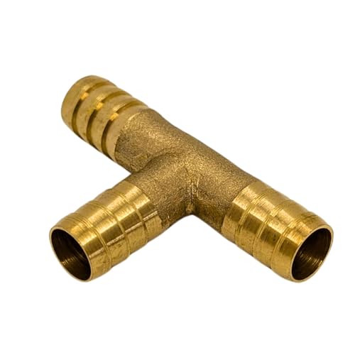 Lumonic I T-Schlauchverbinder I für 9mm (3/8") Schlauch I aus Messing I T-Verbinder I T-Stück I mit Dornenprofil I Druckluft & Wasser I für Werkstätten, Betriebe und Heimwerker von Lumonic