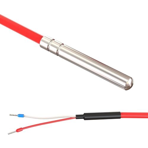 Lumonic Temperaturfühler PT1000 mit Silikonkabel 10m I -50 bis 200°C I 6mm I 2-Leiter-Anschluss I IP65 I Temperatursensor Fühler I für Heizung, Wärmep von Lumonic
