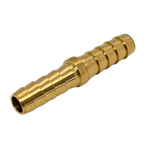 Lumonic I gerader Schlauchverbinder I für 6mm (1/4") Schlauch I aus Messing I I-Verbinder I I-Stück I mit Dornenprofil I Druckluft & Wasser I für Werk von Lumonic