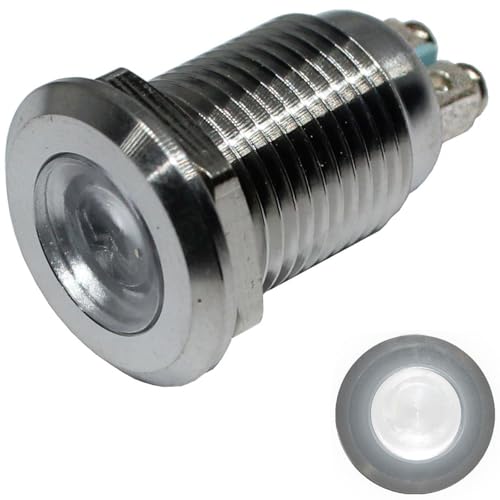 Lumonic LED Kontrollleuchte 12mm Kalt-Weiß 6000K aus Edelstahl I Signalleuchte mit Schraubanschluss - IP67 I Signallampe für Auto mit 6V, 12V & 24V LED Spannung Lumonic LED Kontrollleuchte 12mm Kalt-Weiß 6000K aus Edelstahl I Signalleuchte mit Schraubanschluss - IP67 I Signallampe für Auto mit 6V, 12V & 24V LED Spannung von Lumonic