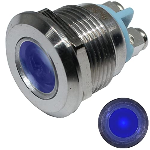 Lumonic LED Kontrollleuchte 22mm Blau aus Edelstahl I Signalleuchte mit Schraubanschluss - IP67 I Signallampe für Auto mit 6V, 12V & 24V LED Spannung von Lumonic