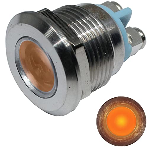 Lumonic LED Kontrollleuchte 22mm Gelb aus Edelstahl I Signalleuchte mit Schraubanschluss - IP67 I Signallampe für Auto mit 6V, 12V & 24V LED Spannung von Lumonic