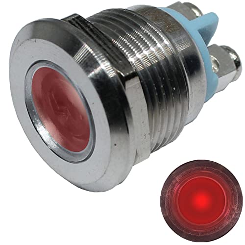 Lumonic LED Kontrollleuchte 22mm Rot aus Edelstahl I Signalleuchte mit Schraubanschluss - IP67 I Signallampe für Auto mit 6V, 12V & 24V LED Spannung von Lumonic