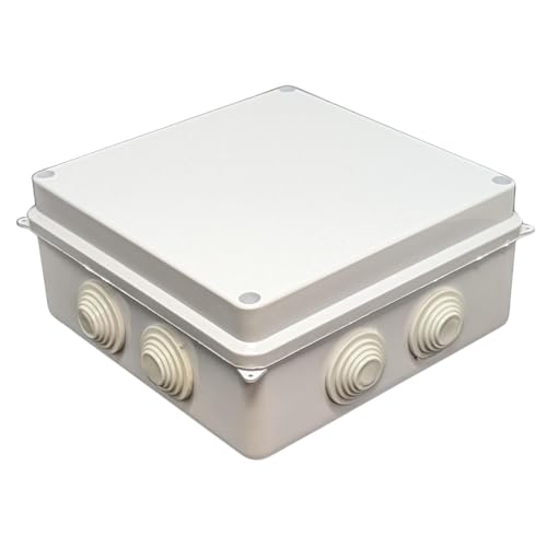 Lumonic Verteilerdose weiß 150x150x70mm mit 8 Öffnungen I Abzweigdose Aufputz - IP65 I Verbindungsdose, Klemmdose, Abzweigkasten für Innen & Außen von Lumonic
