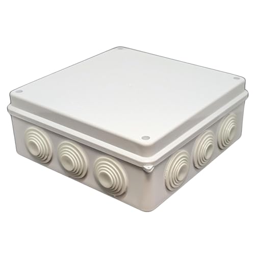 Lumonic Verteilerdose weiß 200x200x80mm mit 12 Öffnungen I Abzweigdose Aufputz - IP65 I Verbindungsdose, Klemmdose, Abzweigkasten für Innen & Außen von Lumonic