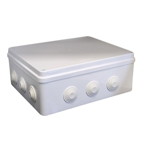 Lumonic Verteilerdose weiß 300x250x120mm mit 12 Öffnungen I Abzweigdose Aufputz - IP65 I Verbindungsdose, Klemmdose, Abzweigkasten für Innen & Außen von Lumonic