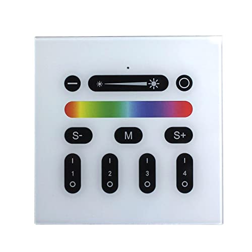 RGBW LED Wand Touch Panel RF Controller 230V passend für MiLight MiBoxer Glas Design Optik RGB+W; 5-Pin von Lumonic
