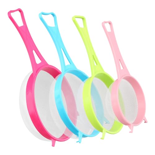 Lumpur Küchensieb, 4-teiliges Set, Kunststoff-Mehlsieb und feines Lebensmittelsieb-Set mit rutschfesten Griffen, Feststoff-Flüssigkeits-Trenner, Gadget für die Küche, 4 Stück/Set wie abgebildet von Lumpur