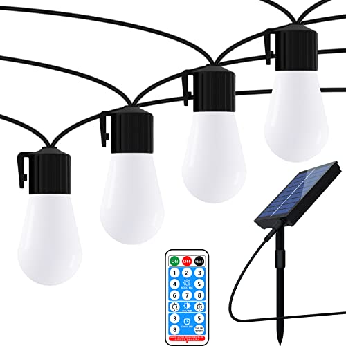 LED Solar Lichterkette Außen, 15m Solarlichterkette mit 15 LED Lampen, IP65 Wasserdichte Ferngesteuerte Lichterketten für Den Außenbereich für Balkon Garten Party (Warmweiß) von Lumtang