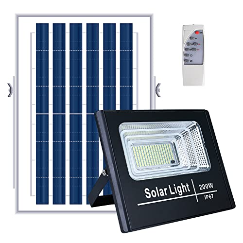 Solarlampen für Außen, 87 LEDs Solarleuchten mit Fernbedienung, Äquivalent zu 220V 40W LED Strahler Automatischer Dämmerungssensor, IP66 Wasserdichte Wandleuchte, with 4.6m Kabel für Garten Hof Garage von Lumtang