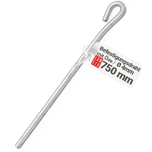 1 Stück 750 mm Befestigungsdraht mit Öse | für Ankerschnellabhänger | 4mm Durchmesser | Abhängedraht | Für abgehängte Decken | DX51D-Stahl | Z100 Schutzschicht von Lun Fix