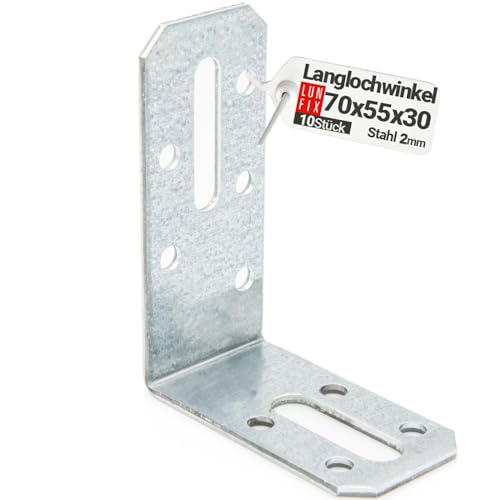 10 X Justierbare Winkelverbinder Verstellbare Bauwinkel Verstellwinkel Langloch 70x55x30x2,0 mm 10 X Justierbare Winkelverbinder Verstellbare Bauwinkel Verstellwinkel Langloch 70x55x30x2,0 mm von Lun Fix