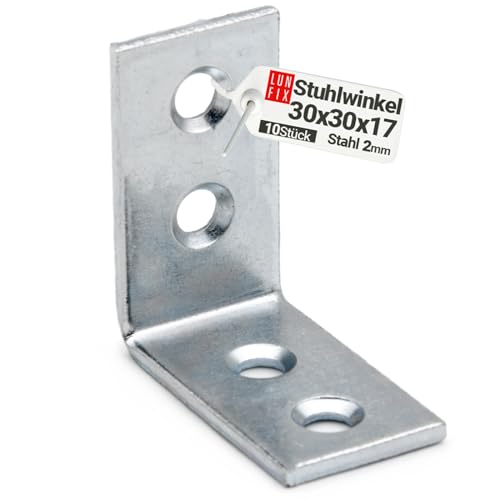 10 X Stuhlwinkel Konstruktionswinkel Schmal Eckverbinder Lochwinkel 90 Grad Holzverbinder 30x30x17x2,0 mm 10 X Stuhlwinkel Konstruktionswinkel Schmal Eckverbinder Lochwinkel 90 Grad Holzverbinder 30x30x17x2,0 mm von Lun Fix