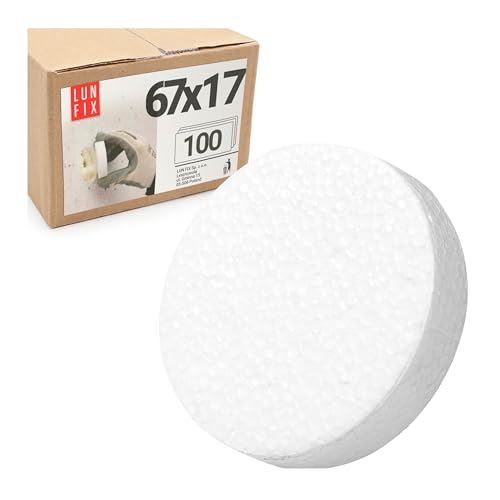 100 Stk. EPS Styropor Abdeckkappen Ø67x17mm Weiß, für Dämmstoffdübel, Dämmung im WDVS, passend für Fräse, Polystyrol-Scheiben 100 Stk. EPS Styropor Abdeckkappen Ø67x17mm Weiß, für Dämmstoffdübel, Dämmung im WDVS, passend für Fräse, Polystyrol-Scheiben von Lun Fix
