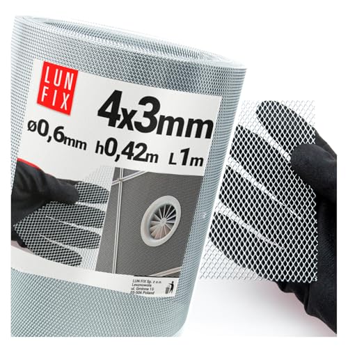4x3 mm Streckgitter 0,42m x 1m Gitterblech Streckmetallblech Maschenweite 4x3 mm Höhe 42cm Stärke 0,6 mm Länge 1 m Verzinkt von Lun Fix