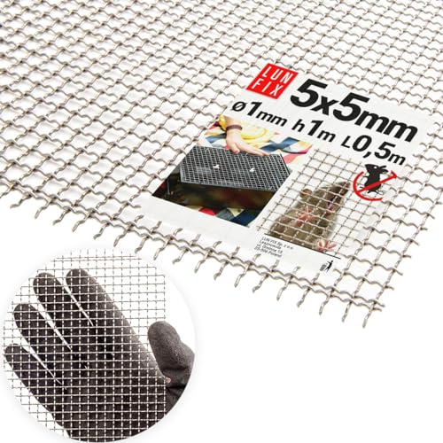 5 x 5 mm Edelstahlgitter 1 x 0,5 m Feinmaschig ø 1 mm Filtersieb Fliegengitter Edelstahl AISI 304 Edelstahlgewebe von Lun Fix