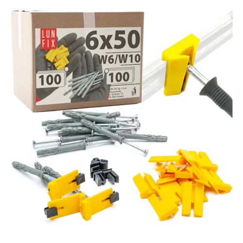 Befestigungsclips für Schnellputzprofil 23 mm mit Schlagdübeln 6x50 mm, 100er Set, Kunststoff, galvanisch verzinkt, für Putzschiene & Clipse, Lun Fix Befestigungsclips für Schnellputzprofil 23 mm mit Schlagdübeln 6x50 mm, 100er Set, Kunststoff, galvanisch verzinkt, für Putzschiene & Clipse, Lun Fix von Lun Fix
