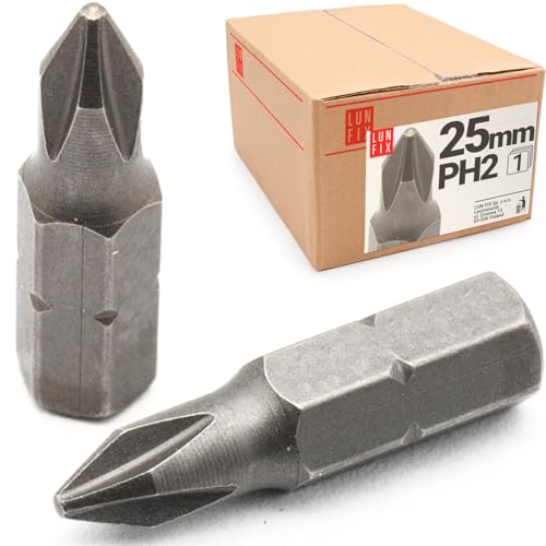 Bit Einzeln Schrauber-Bit Sechskantschaft Schraubendreher Bits PH2 x 25mm von Lun Fix