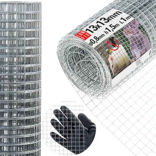 Drahtgitter feinmaschig 13x13 mm 0,8 mm – 1,5x1 m (150x100 cm) Wühlmausgitter Kaninchendraht Hasendraht Mäusegitter Volierendraht Rödeldraht Kaninchenzaun Metall Hasengitter – Lunfix Gitter von Lun Fix