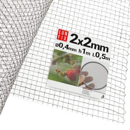 2 x 2 mm Edelstahlgitter 1 x 0,5 m Feinmaschig ø 0,4 mm Filtersieb Fliegengitter Edelstahl AISI 304 Edelstahlgewebe von Lun Fix