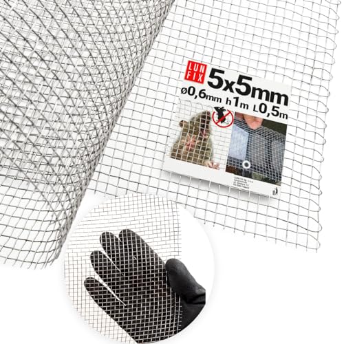 5 x 5 mm Edelstahlgitter 1 x 0,5 m Feinmaschig ø 0,6 mm Filtersieb Fliegengitter Edelstahl AISI 304 Edelstahlgewebe von Lun Fix