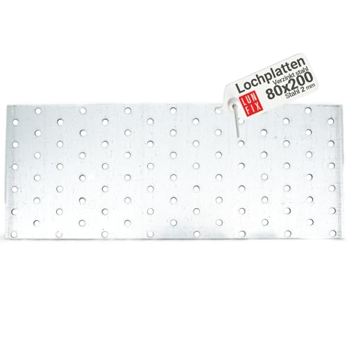 Flachverbinder - (200 x 80 x 2,0mm) – 1 Stk.- Lochplatte - Verbindungsplatte - Verbindungsblech - Verbinder - Holzverbinder - Verzinkt von Lun Fix