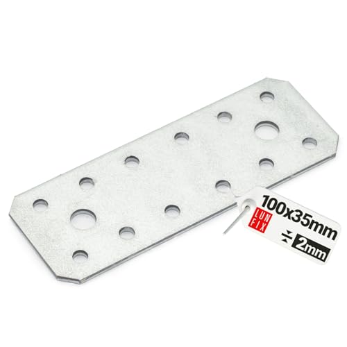 Flachverbinder Lochplatte Stahlverbinder Lochblech Verzinkt Innen - Außenbereich 100x35x2,0 von Lun Fix