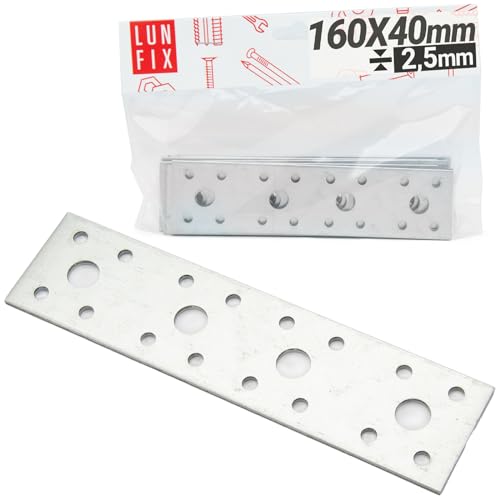 Flachverbinder Lochplatte Stahlverbinder Lochblech Verzinkt Innen - Außenbereich 160x40x2,5 von Lun Fix