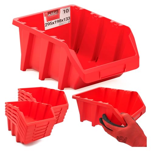 Lun Fix 10 Stück Werkstattbox Rot 295x198x133 mm Stapelbox Kunststoff Sichtlagerbox Organizer Lagerbox Lun Fix 10 Stück Werkstattbox Rot 295x198x133 mm Stapelbox Kunststoff Sichtlagerbox Organizer Lagerbox von Lun Fix
