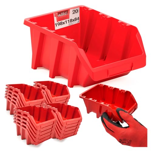 Lun Fix 20 Stück Werkstattbox Rot 198x118x84 mm Stapelbox Kunststoff Sichtlagerbox Organizer Lagerbox Lun Fix 20 Stück Werkstattbox Rot 198x118x84 mm Stapelbox Kunststoff Sichtlagerbox Organizer Lagerbox von Lun Fix
