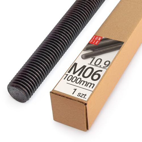 Lun Fix Gewindestange M06 x 1000 mm, 1 Stück Festigkeitsklasse 10.9 DIN 975 Unbehandelt Kohlenstoffstahl Stahl Gewindestab mit metrischem Vollgewinde Metrisch Gewindestift 60° Länge 1 m. Lun Fix Gewindestange M06 x 1000 mm, 1 Stück Festigkeitsklasse 10.9 DIN 975 Unbehandelt Kohlenstoffstahl Stahl Gewindestab mit metrischem Vollgewinde Metrisch Gewindestift 60° Länge 1 m. von Lun Fix