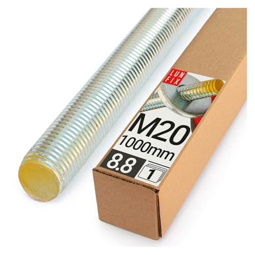 Lun Fix Gewindestange M20 x 1000 mm 1 Stück |8.8 Stahl DIN 976| Gewindestab | Gewindestift | stockschrauben M20 | metrisches Gewinde | Industrie Befestigung Langgewinde Montage Metall Lun Fix Gewindestange M20 x 1000 mm 1 Stück |8.8 Stahl DIN 976| Gewindestab | Gewindestift | stockschrauben M20 | metrisches Gewinde | Industrie Befestigung Langgewinde Montage Metall von Lun Fix