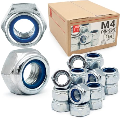 Sicherungsmuttern M4-1 kg (ca.1000 Stk.) DIN 985 Selbstsichernde Muttern mit Nylonring verzinkter Stahl Stopmuttern Sechskantmuttern Sicherungsmuttern M4-1 kg (ca.1000 Stk.) DIN 985 Selbstsichernde Muttern mit Nylonring verzinkter Stahl Stopmuttern Sechskantmuttern von Lun Fix