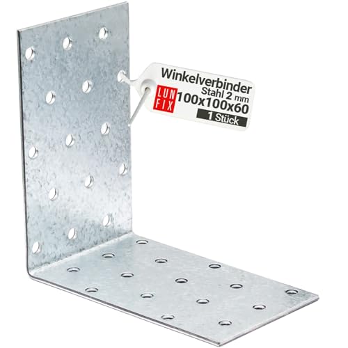 Lun Fix Winkelverbinder -1Stück – Lochplattenwinkel 100x100x60x2,0 - Winkel - Klein Montagewinkel – Holzverbinder - Korrosionsschutz – Lochwinkel Lun Fix Winkelverbinder -1Stück – Lochplattenwinkel 100x100x60x2,0 - Winkel - Klein Montagewinkel – Holzverbinder - Korrosionsschutz – Lochwinkel von Lun Fix