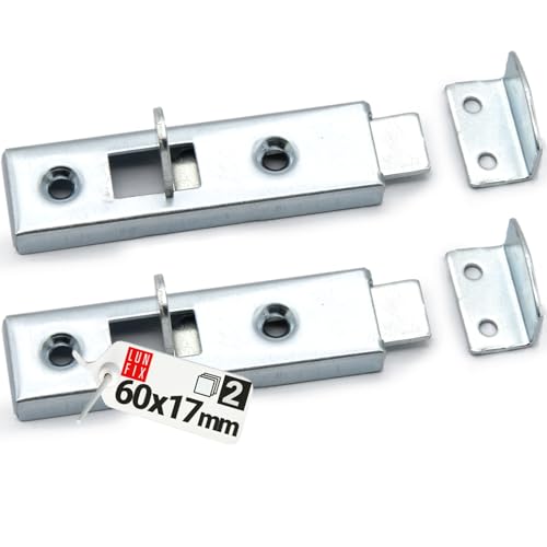 Möbelriegel Schieberiegel Schlossriegel Klein Kistenverschluß mit Schließwinkel Flügeltürenriegel 60x17mm 2er Set von Lun Fix