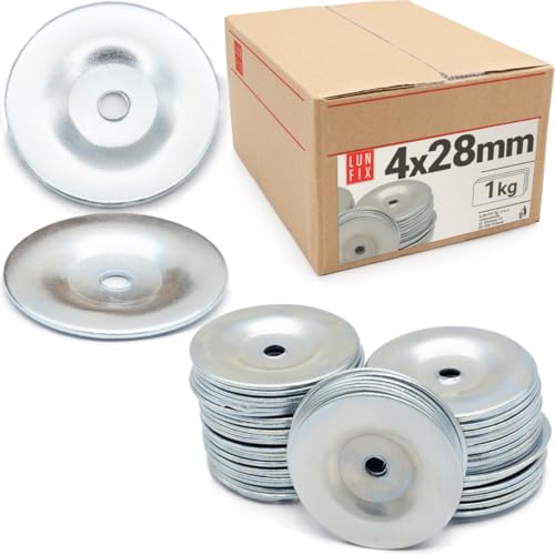 Ø 28 mm 4mm Bohrung Gewölbt 1 Kg (ca. 280 stk) Unterlegscheiben für Dachpappnägel Dachmontage Bitumen Unterschweißbahn von Lun Fix
