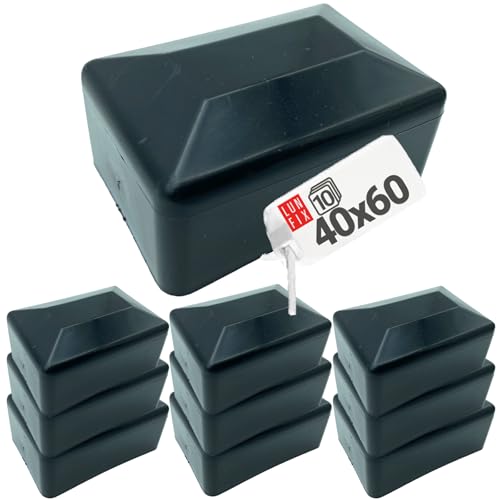 Pfostenkappen Zaunkappe Zaunpfahlkappe Rohrkappe Schwarz Pfostenabdeckung 40x60 mm Eckig 10er Set von Lun Fix