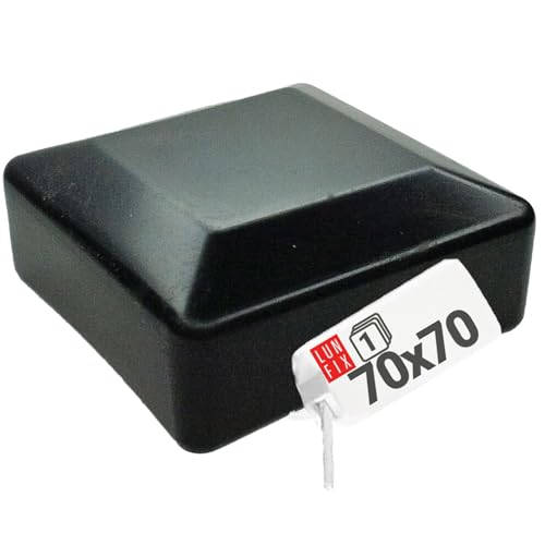 Pfostenkappen Zaunkappe Zaunpfahlkappe Rohrkappe Schwarz Pfostenabdeckung 70x70 mm Eckig 1 Stück Pfostenkappen Zaunkappe Zaunpfahlkappe Rohrkappe Schwarz Pfostenabdeckung 70x70 mm Eckig 1 Stück von Lun Fix