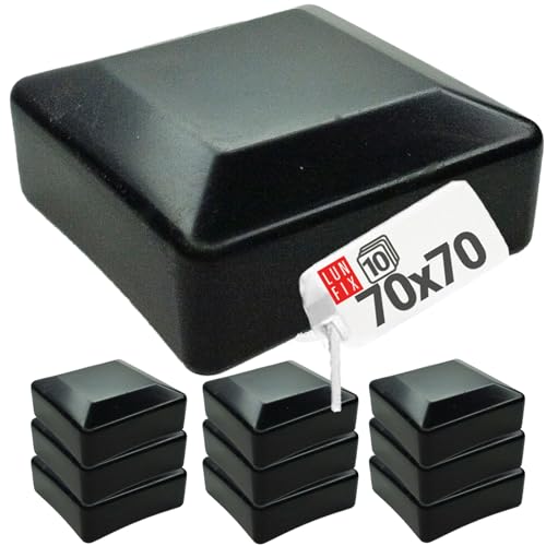 Pfostenkappen Zaunkappe Zaunpfahlkappe Rohrkappe Schwarz Pfostenabdeckung 70x70 mm Eckig 10er Set von Lun Fix