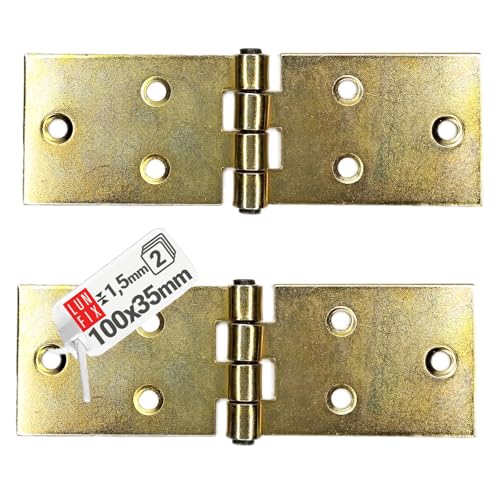Scharnier Klappbar Möbelscharnier Türscharnier Gelb verzinkt Scharnierband 100x35x1,5mm. 2er Set Scharnier Klappbar Möbelscharnier Türscharnier Gelb verzinkt Scharnierband 100x35x1,5mm. 2er Set von Lun Fix