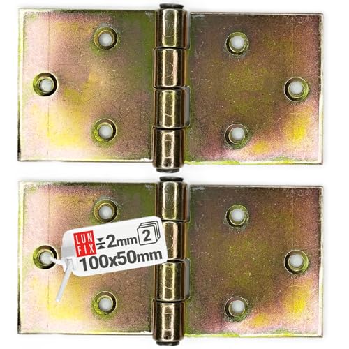 Scharnier Klappbar Möbelscharnier Türscharnier Gelb verzinkt Scharnierband 100x50x2,0mm. 2er Set von Lun Fix