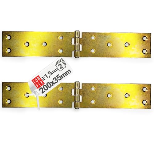 Scharnier Klappbar Möbelscharnier Türscharnier Gelb verzinkt Scharnierband 200x35x1,5mm 2er Set von Lun Fix