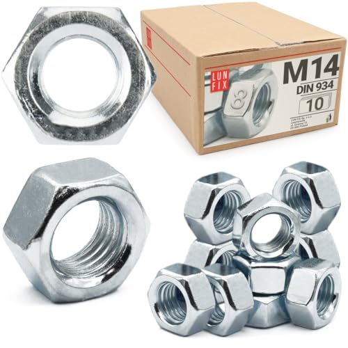 Sechskantmutter M14-10 Stück Festigkeit 8 Verzinkter Stahl, Regelgewinde DIN 934 Muttern für Schrauben, Metrisches Mutter für Gewindebolzen, Sechskantmuttern für Gewindestangen Sechskantmutter M14-10 Stück Festigkeit 8 Verzinkter Stahl, Regelgewinde DIN 934 Muttern für Schrauben, Metrisches Mutter für Gewindebolzen, Sechskantmuttern für Gewindestangen von Lun Fix