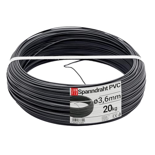 20 Kg (ca. 450m) Spanndraht Gartendraht Anthrazit Ø 3,6 mm Verzinkt und PVC Beschichtet Maschenddrahtzaun Montagedraht von Lun Fix
