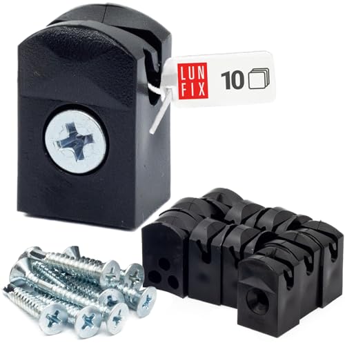 Spanndrahthalter mit Selbstscheidender Schraube Drahthalter für Drähte bis 4mm Schwarz 10er Set Spanndrahthalter mit Selbstscheidender Schraube Drahthalter für Drähte bis 4mm Schwarz 10er Set von Lun Fix