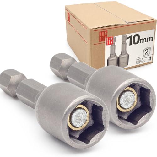 Steckschlüsseleinsatz Sechskantschaft magnetisch Stecknüsse 6-Kant Bit 10mm 2er Set von Lun Fix