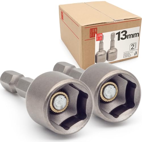 Steckschlüsseleinsatz Sechskantschaft magnetisch Stecknüsse 6-Kant Bit 13mm 2er Set von Lun Fix